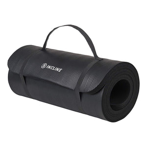 Incline Fit Exercise Mat Ananda 1" Extra Thick Exercise Mat with Strap - Onyx